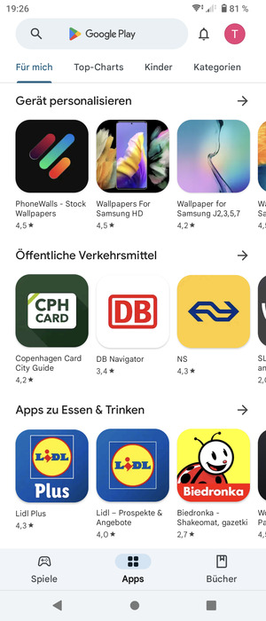 Wählen Sie die Suchleiste