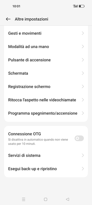 Scorri e seleziona Esegui back-up e ripristino