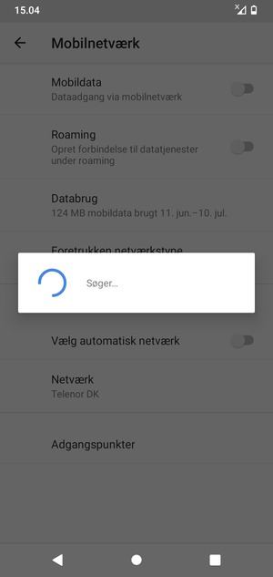 Afvent at søgningen er afsluttet