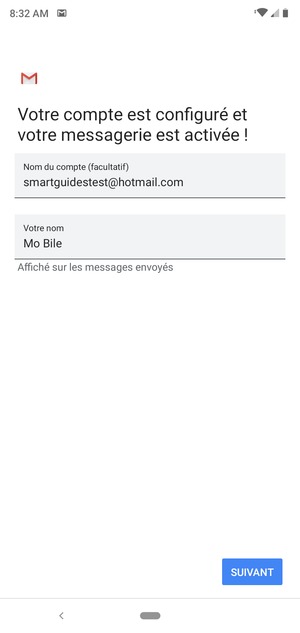 Donnez un nom à votre compte et saisissez votre nom. Sélectionnez SUIVANT