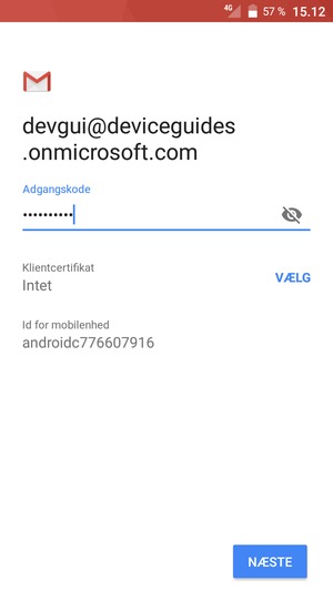 Indtast din adgangskode og vælg NÆSTE