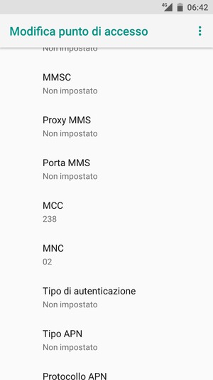Scorri verso il basso e inserisci le informazioni degli MMS