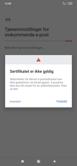 Velg TILBAKE