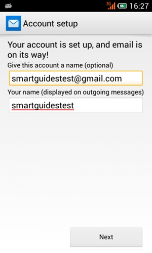 Give your account a name and enter your name. Select Next