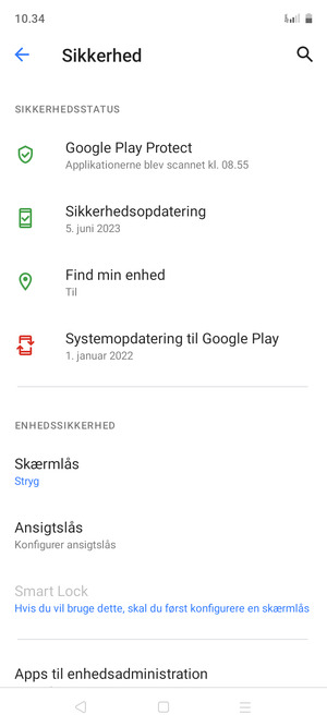 Vælg Skærmlås