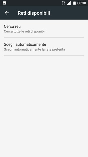 Seleziona Cerca reti