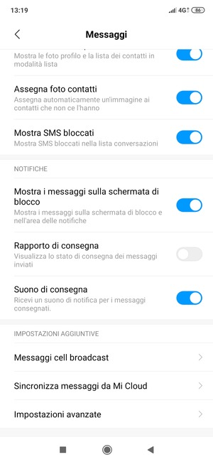 Scorri e seleziona Impostazioni avanzate