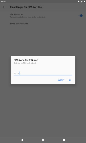 Bekreft din nye PIN-kode for SIM-kort og velg OK