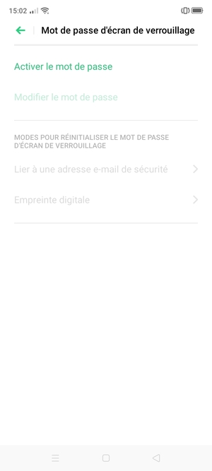 Sélectionnez Activer le mot de passe