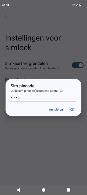 Voer uw Oude sim-pincode in en selecteer OK