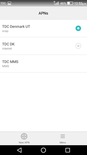 Select the Internet access point