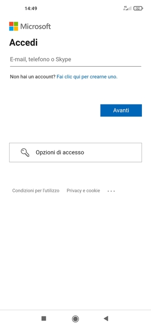 Inserisci il tuo indirizzo Hotmail e seleziona Avanti