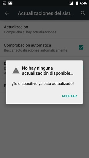Si su teléfono está actualizado, seleccione ACEPTAR