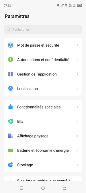 Faites défiler et sélectionnez Mot de passe et sécurité