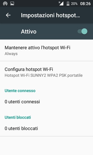 Il telefono è ora pronto per essere usato come modem