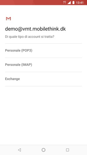 Seleziona Personale (POP3) o Personale (IMAP)