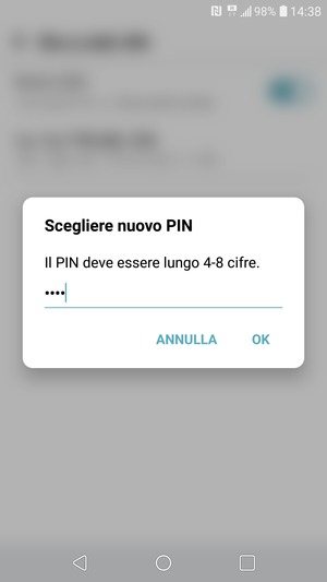 Inserisci Nuovo PIN della SIM e seleziona OK