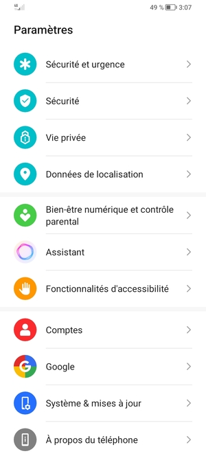 Faites défiler et sélectionnez Système & mises à jour
