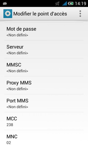 Faites défiler vers le bas et saisissez les informations MMS