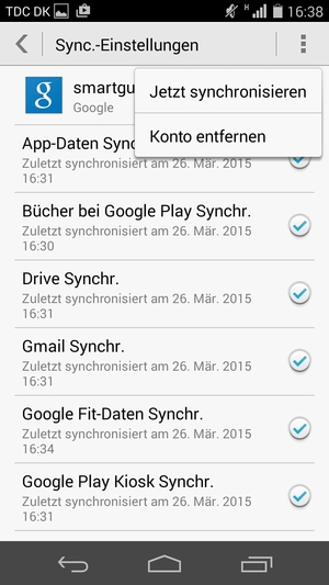 Wenn Ihr Bildschirm sieht wie folgt aus, wählen Sie die Menü-Taste und wählen Sie Jetzt synchronisieren