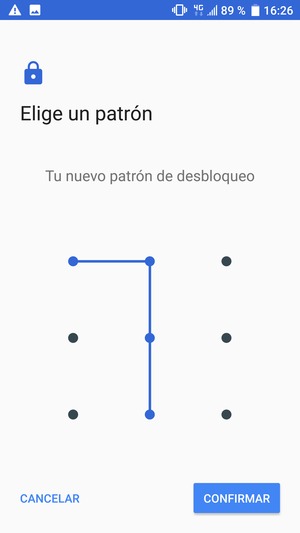 Dibuje de nuevo el patrón de desbloqueo y seleccione CONFIRMAR