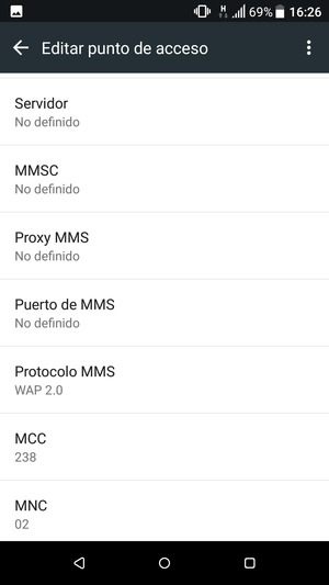 Desplácese hacia abajo e introduzca la información MMS