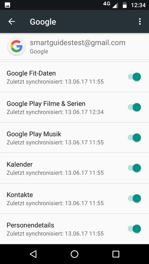 Stellen Sie sicher, dass Kontakte ausgewählt ist