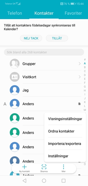 Välj Importera/exportera