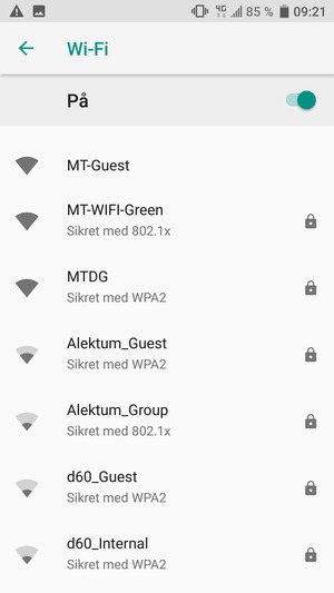 Velg det trådløse nettverket du vil koble til