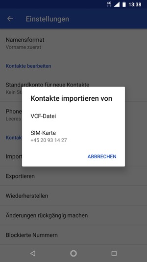 Wählen Sie SIM-Karte