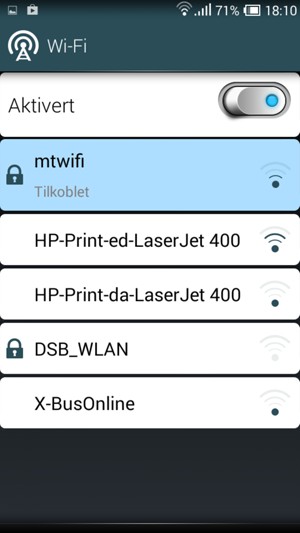 Du er nå koblet til Wi-Fi-nettverket