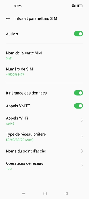 Activer ou désactiver Itinérance des données