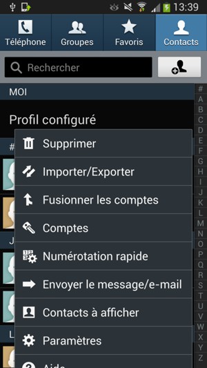 Sélectionnez Importer/Exporter