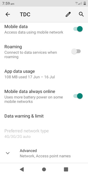 Scroll to and select Advanced