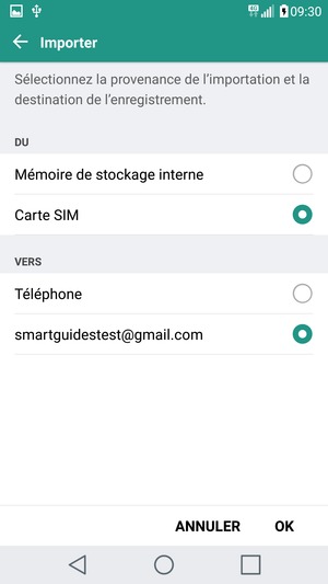 Sélectionnez votre compte Google puis OK