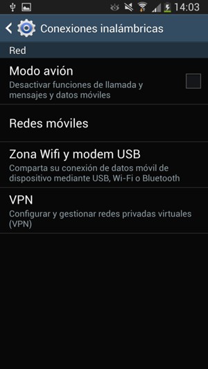 Seleccione Zona Wifi y modem USB