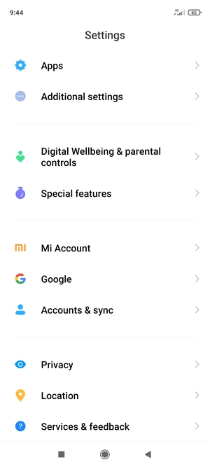 Return to the Settings menu and select Accounts & sync