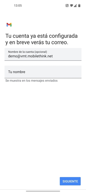 Déle a su cuenta un nombre y escriba su nombre. Seleccione SIGUIENTE