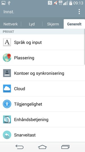 Velg Kontoer og synkronisering