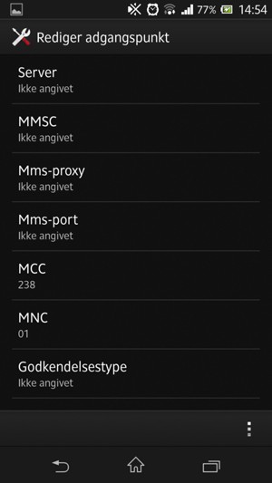 Scroll ned og indtast MMS oplysninger