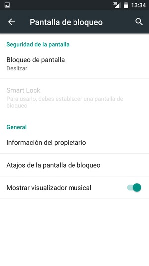 Seleccione Bloqueo de pantalla