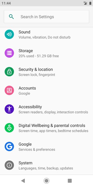 Scroll to and select Security &  location