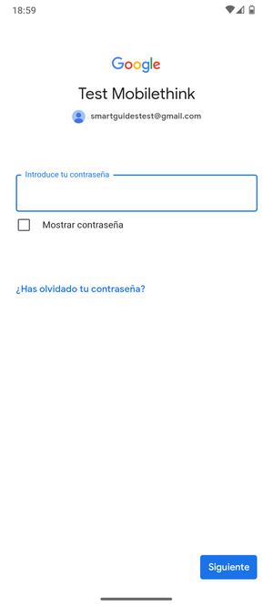 Introduzca su contraseña y seleccione Siguiente