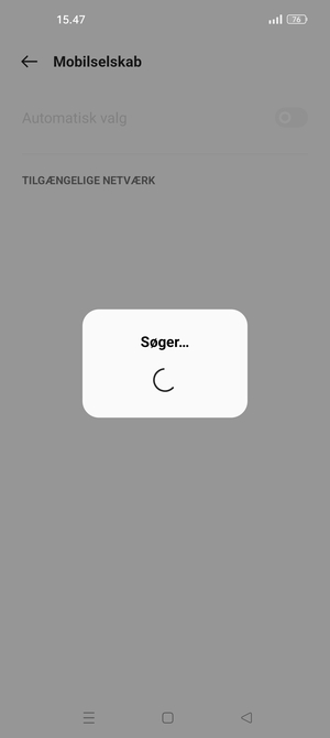Afvent at søgningen er afsluttet