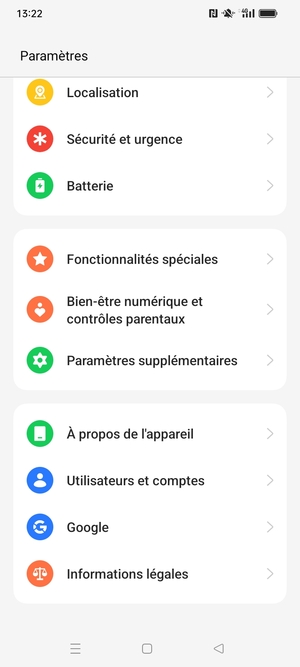 Faites défiler et sélectionnez À propos de l'appareil
