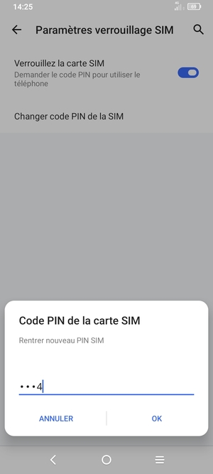 Veuillez confirmer votre nouveau code PIN de la SIM et sélectionner OK