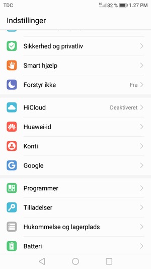 Scroll til og vælg Konti