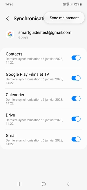Sélectionnez Sync maintenant