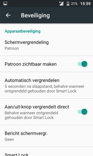 Uw telefoon is nu beveiligd met een schermvergrendeling