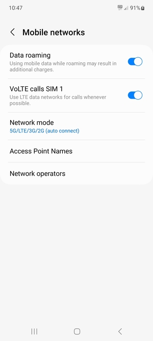 Turn Data roaming on or off